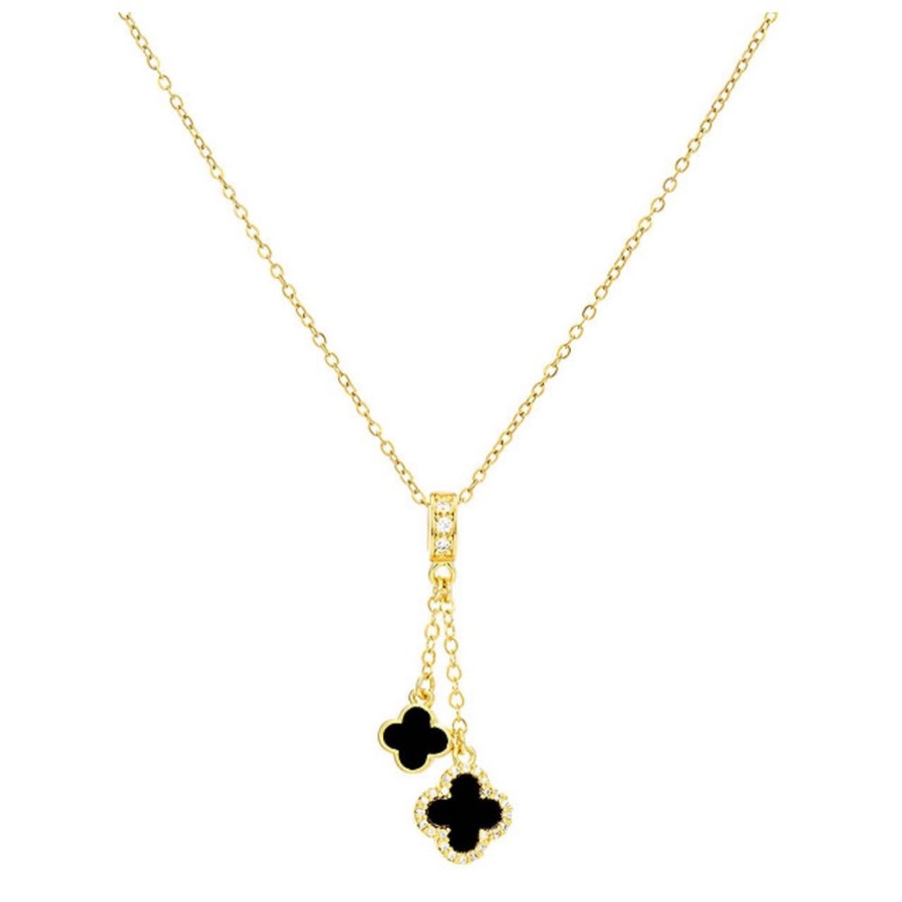 NWT fourleaf clover necklace tripleplated in 18k gold-waterproof-hyperallergenic